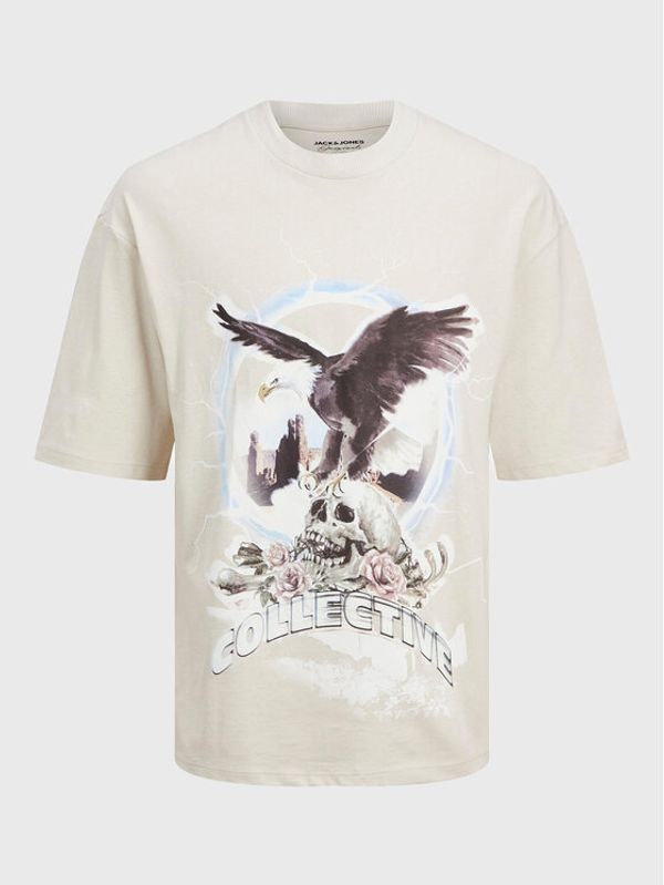 Jack&Jones Jack&Jones Тишърт Rush Skull 12216298 Бежов Relaxed Fit