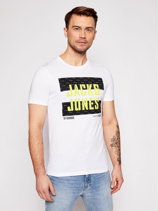 Jack&Jones Jack&Jones Тишърт Victor 12187099 Бял Slim Fit