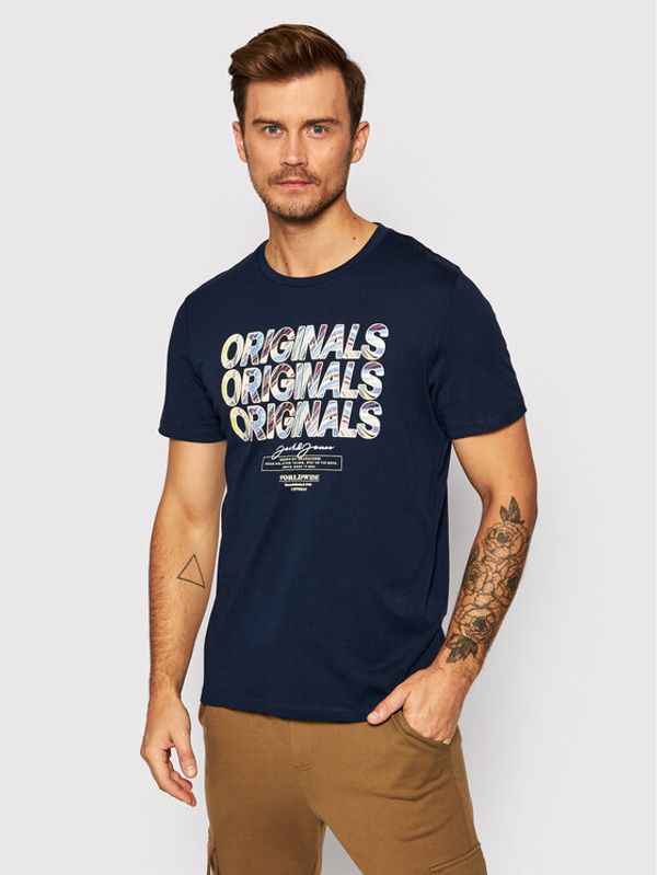 Jack&Jones Jack&Jones Тишърт Wirl 12193665 Тъмносин Regular Fit