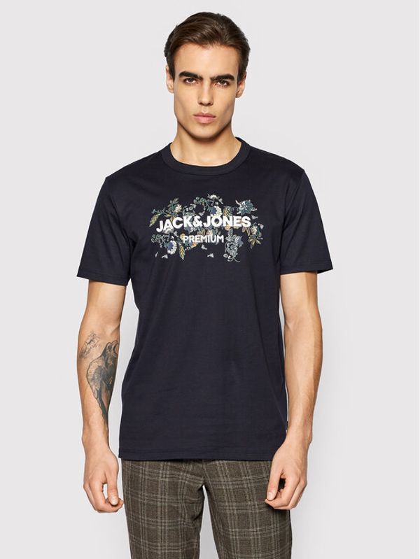 Jack&Jones PREMIUM Jack&Jones Тишърт Blanathan 12199756 Тъмносин Regular Fit