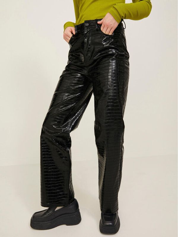 JJXX JJXX Панталони от имитация на кожа Kenya 12201557 Черен Regular Fit