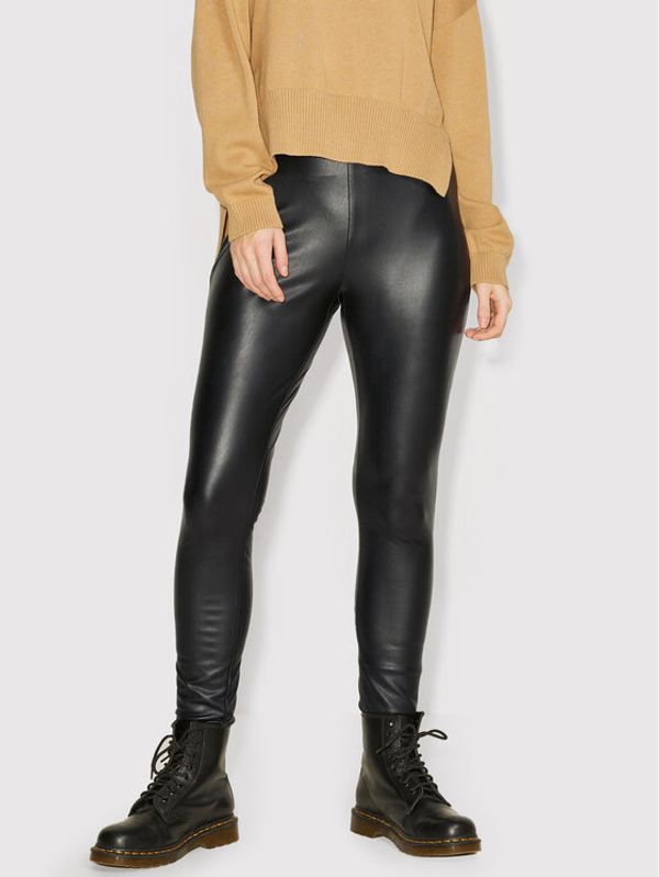 JJXX JJXX Панталони от имитация на кожа Megan 12213641 Черен Slim Fit
