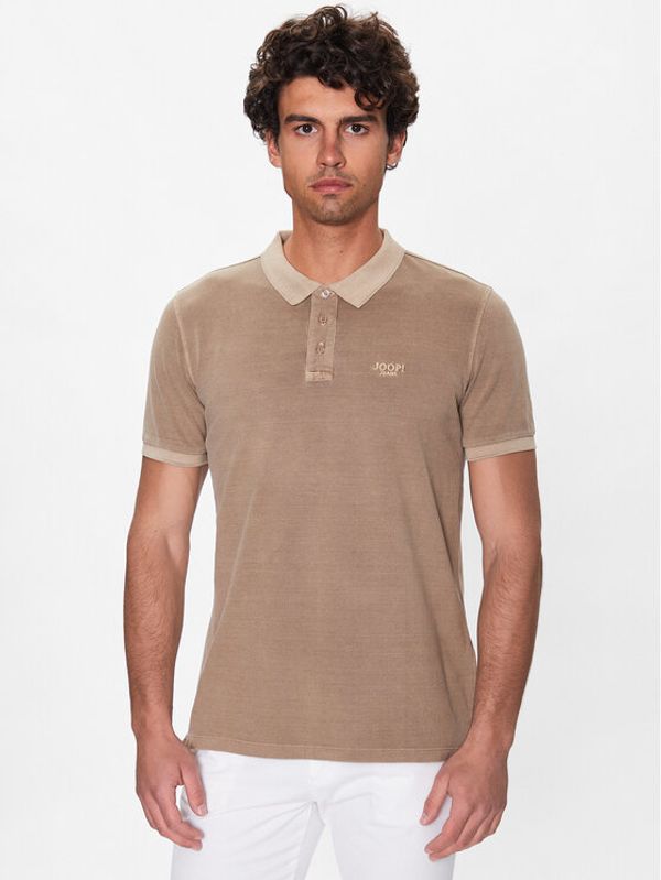 JOOP! Jeans JOOP! Jeans Тениска с яка и копчета 30037489 Кафяв Modern Fit