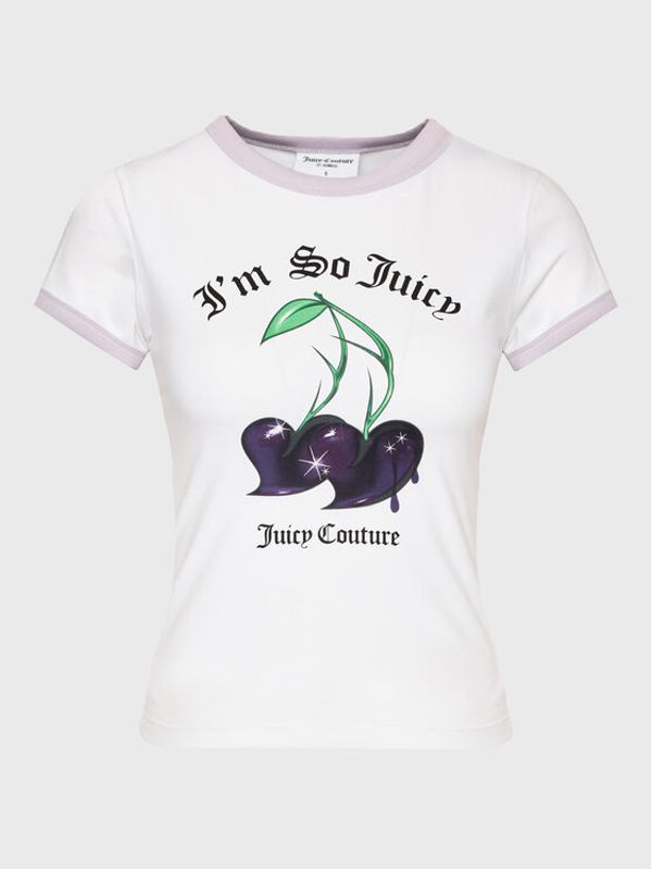 Juicy Couture Juicy Couture Тишърт Cherry JCWCT123306 Бял Slim Fit