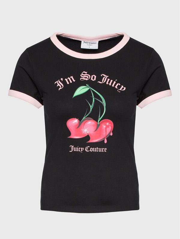 Juicy Couture Juicy Couture Тишърт Cherry JCWCT123306 Черен Slim Fit