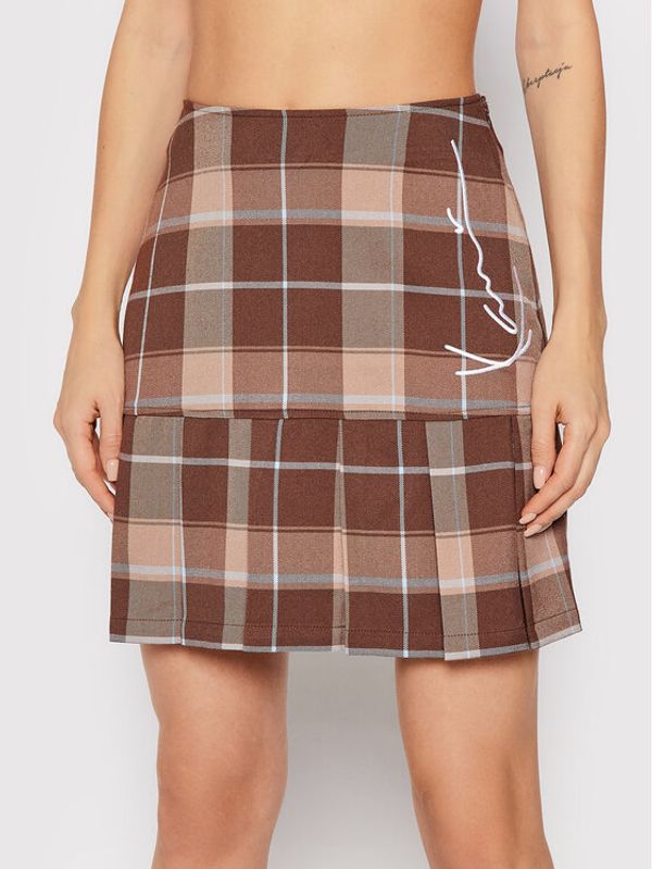 Karl Kani Karl Kani Мини пола Signature Pleat 6161164 Кафяв Regular Fit