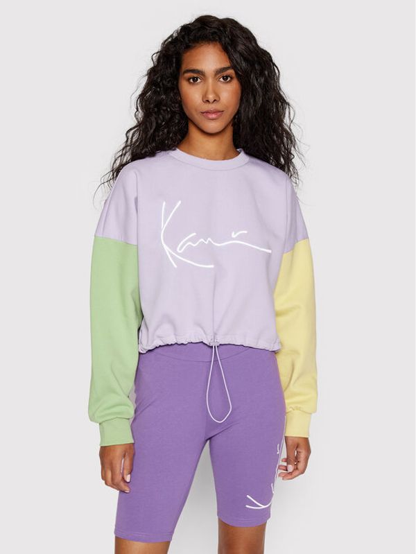 Karl Kani Karl Kani Суитшърт Signature Block Crew 6120016 Виолетов Cropped Fit