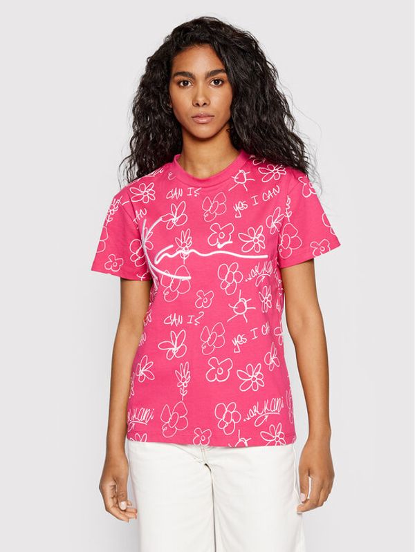 Karl Kani Karl Kani Тишърт Signature Flower 6130379 Розов Regular Fit