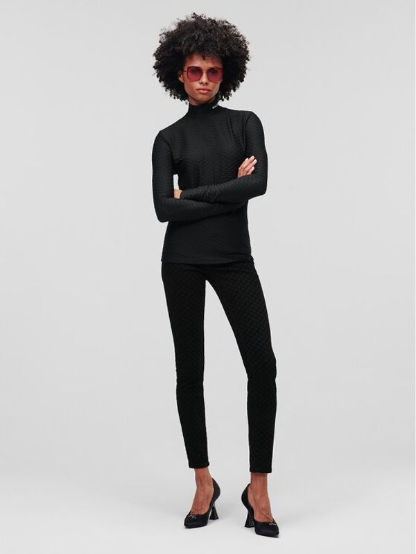 KARL LAGERFELD KARL LAGERFELD Блуза Texture 226W1707 Черен Regular Fit