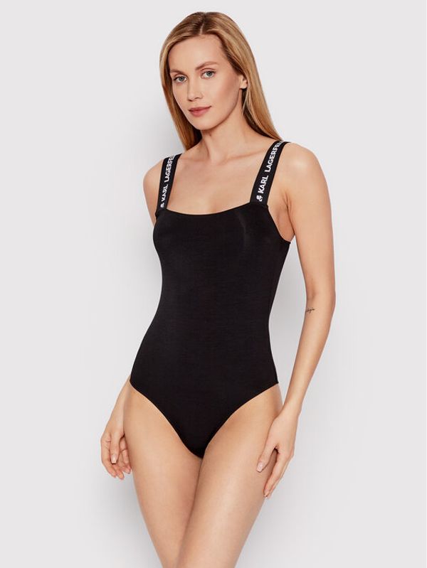KARL LAGERFELD KARL LAGERFELD Боди Logo 220W2100 Черен Slim Fit