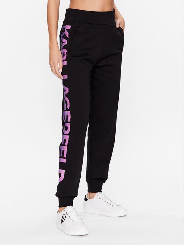 KARL LAGERFELD KARL LAGERFELD Долнище анцуг 230W1052 Черен Regular Fit