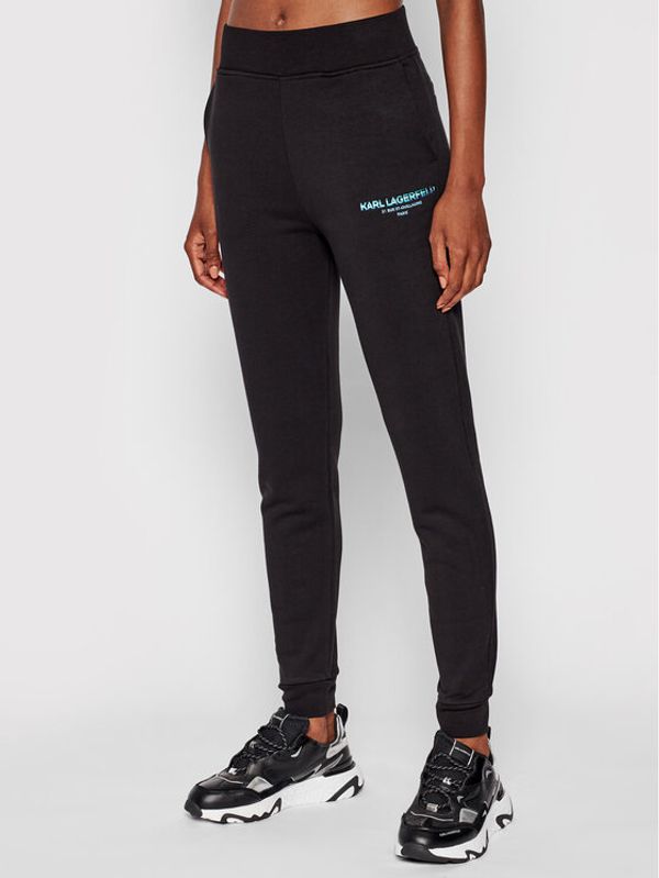 KARL LAGERFELD KARL LAGERFELD Долнище анцуг Graphic Logo 215W1051 Черен Slim Fit