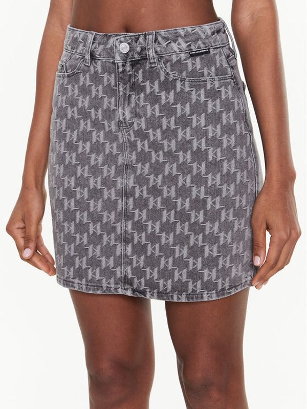 KARL LAGERFELD KARL LAGERFELD Дънкова пола Monogram 225W1204 Сив Regular Fit