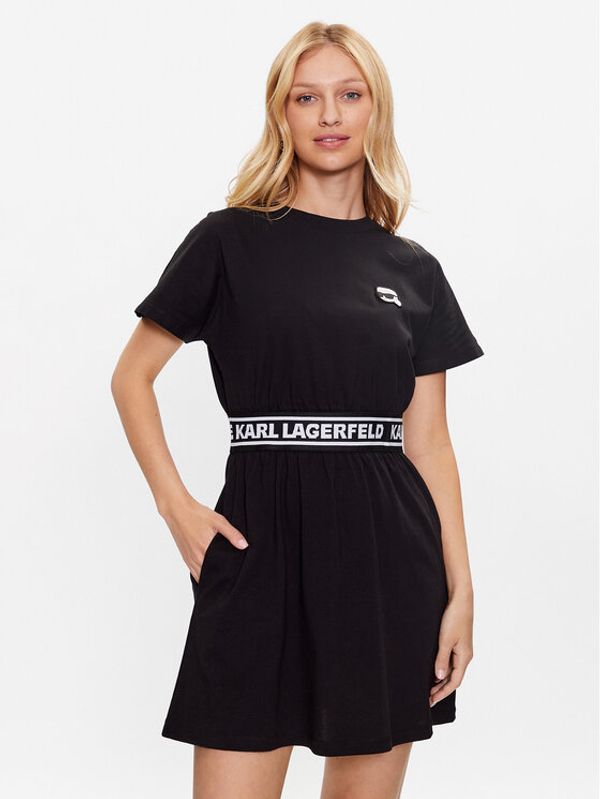 KARL LAGERFELD KARL LAGERFELD Ежедневна рокля Ikonik Logo 230W1370 Черен Regular Fit