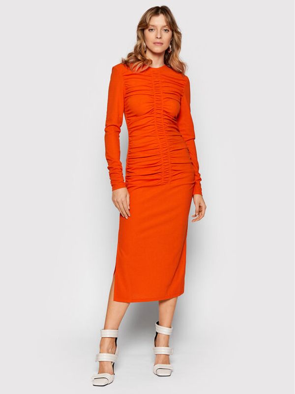 KARL LAGERFELD KARL LAGERFELD Ежедневна рокля Ruched 220W1352 Оранжев Slim Fit