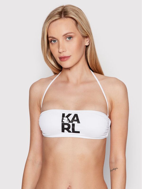 KARL LAGERFELD KARL LAGERFELD Горнище на бански Printed Logo KL22WTP02 Бял