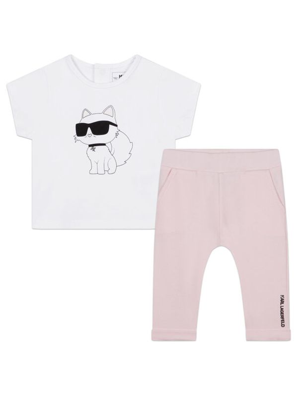 KARL LAGERFELD KARL LAGERFELD Комплект от тишърт и панталони Z98127 Бял Regular Fit