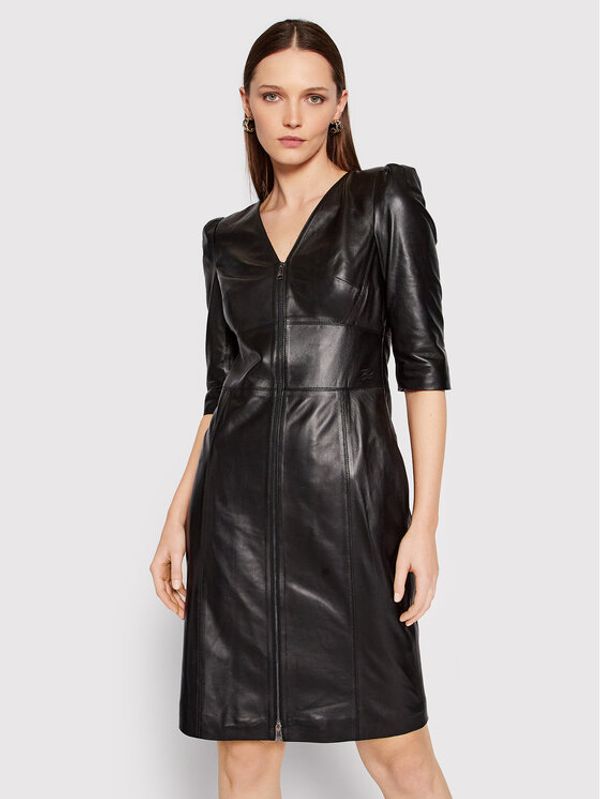 KARL LAGERFELD KARL LAGERFELD Кожена рокля 220W1902 Черен Slim Fit