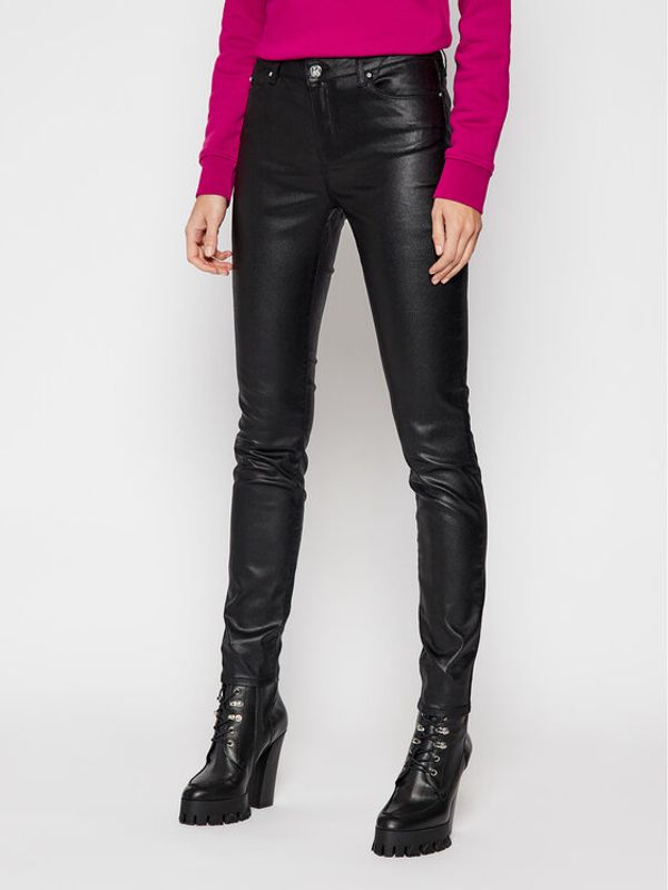 KARL LAGERFELD KARL LAGERFELD Кожени панталони Metallic 210W1103 Черен Skinny Fit