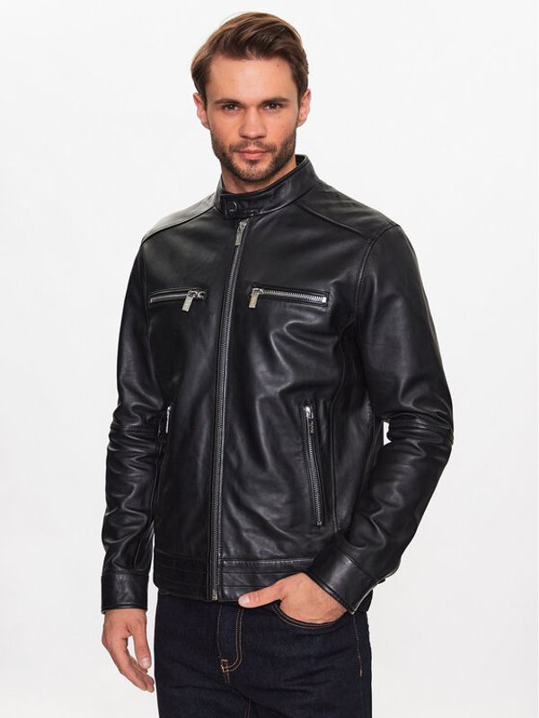 KARL LAGERFELD KARL LAGERFELD Кожено яке 555018 532422 Черен Regular Fit