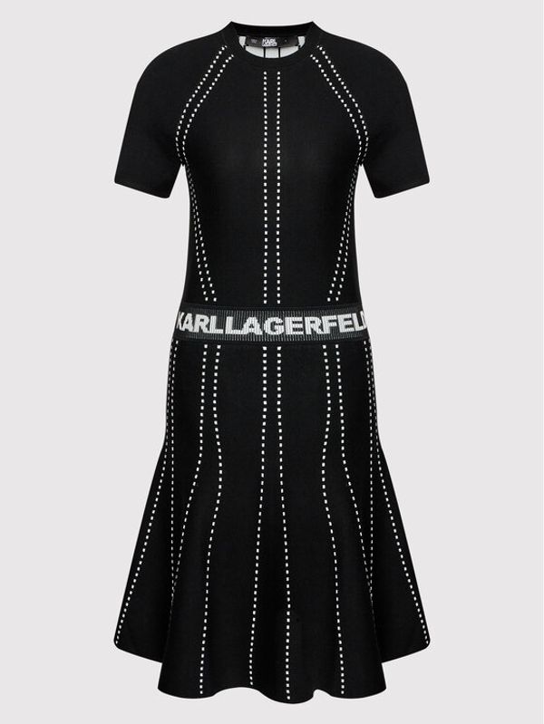 KARL LAGERFELD KARL LAGERFELD Плетена рокля Logo 221W2050 Черен Slim Fit