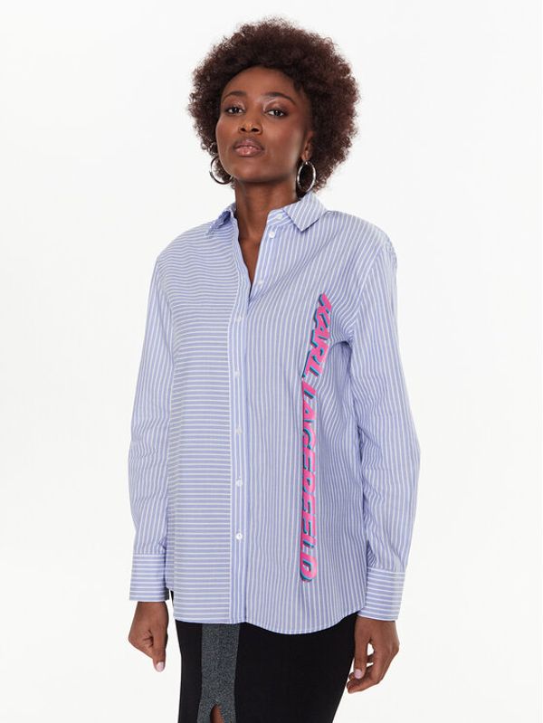 KARL LAGERFELD KARL LAGERFELD Риза Logo Print 225W1607 Син Regular Fit
