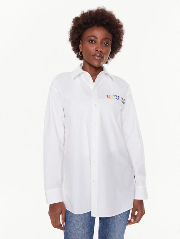 KARL LAGERFELD KARL LAGERFELD Риза Unisex Pride 225W1681 Бял Regular Fit