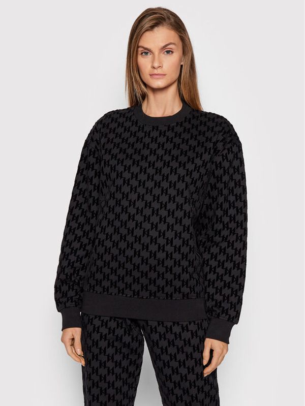 KARL LAGERFELD KARL LAGERFELD Суитшърт All-Over Flocked 216W1883 Черен Regular Fit