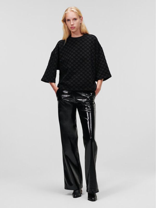 KARL LAGERFELD KARL LAGERFELD Суитшърт Allover Flock 226W1812 Черен Relaxed Fit