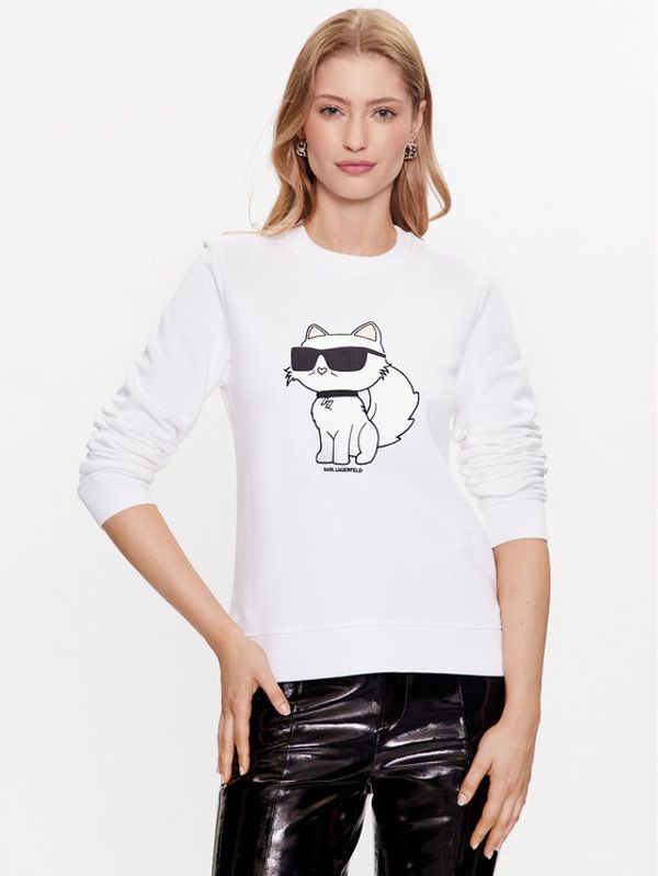 KARL LAGERFELD KARL LAGERFELD Суитшърт Ikonik 2.0 Choupette 230W1802 Бял Regular Fit