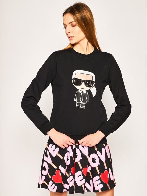 KARL LAGERFELD KARL LAGERFELD Суитшърт Ikonik Karl 201W1802 Черен Regular Fit