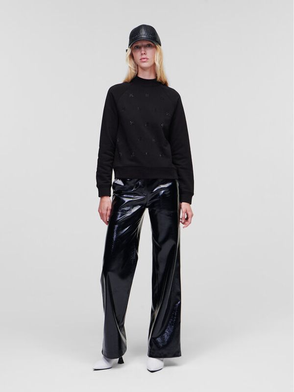 KARL LAGERFELD KARL LAGERFELD Суитшърт Monogram Rhinestone 226W1800 Черен Regular Fit