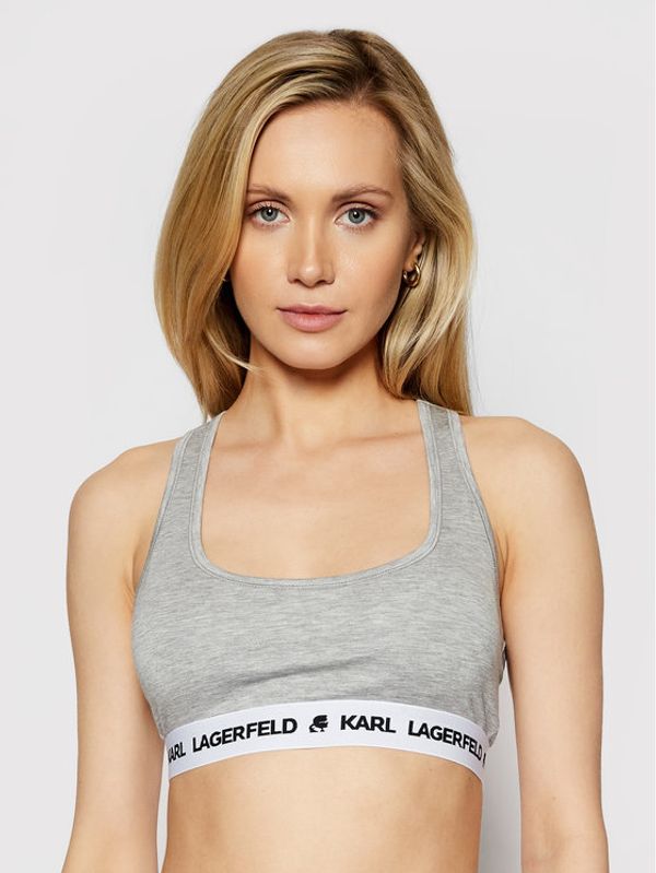 KARL LAGERFELD KARL LAGERFELD Сутиен-топ Logo 211W2102 Сив