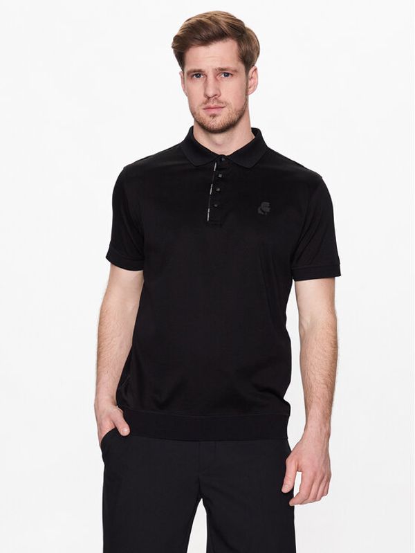 KARL LAGERFELD KARL LAGERFELD Тениска с яка и копчета 745001 532200 Черен Regular Fit