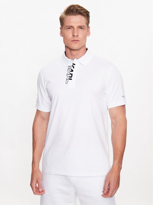 KARL LAGERFELD KARL LAGERFELD Тениска с яка и копчета 745017 532221 Бял Regular Fit