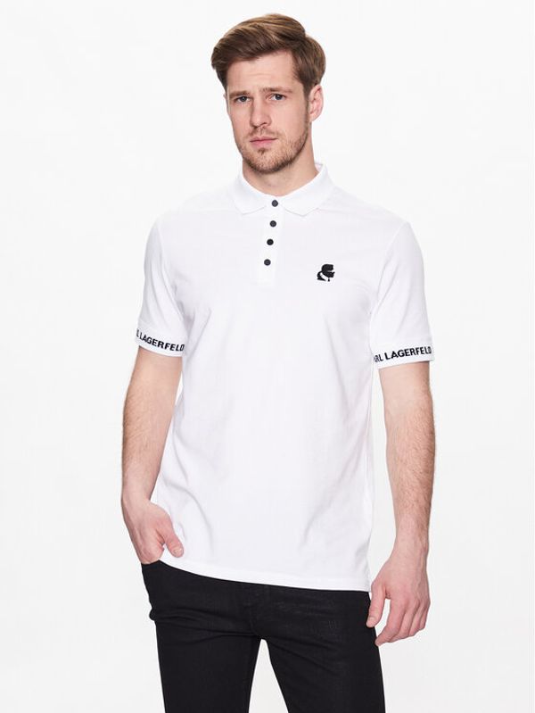 KARL LAGERFELD KARL LAGERFELD Тениска с яка и копчета 745018 532221 Бял Regular Fit