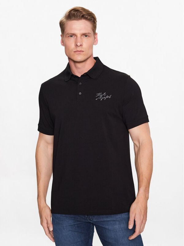 KARL LAGERFELD KARL LAGERFELD Тениска с яка и копчета 745019 532221 Черен Regular Fit