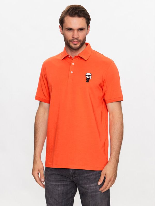 KARL LAGERFELD KARL LAGERFELD Тениска с яка и копчета 745022 532221 Оранжев Regular Fit