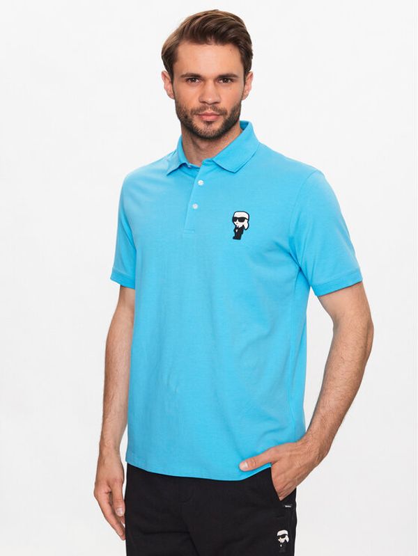 KARL LAGERFELD KARL LAGERFELD Тениска с яка и копчета 745022 532221 Син Regular Fit