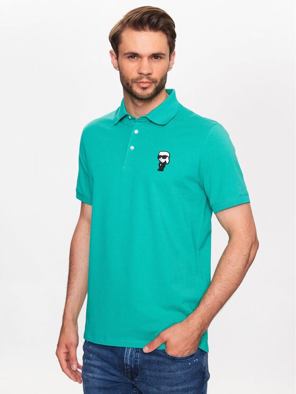 KARL LAGERFELD KARL LAGERFELD Тениска с яка и копчета 745022 532221 Зелен Regular Fit