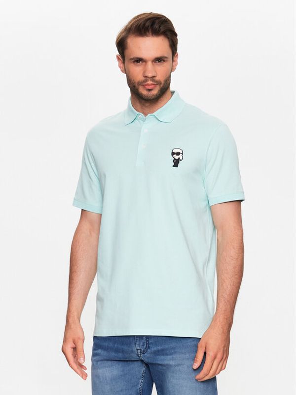 KARL LAGERFELD KARL LAGERFELD Тениска с яка и копчета 745022 532221 Зелен Regular Fit