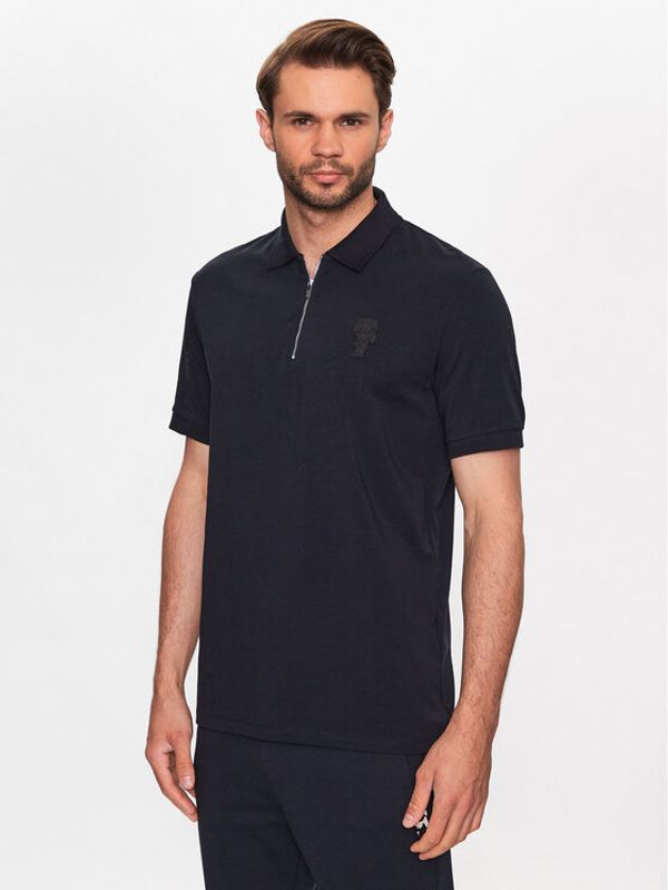 KARL LAGERFELD KARL LAGERFELD Тениска с яка и копчета 745023 532221 Тъмносин Regular Fit