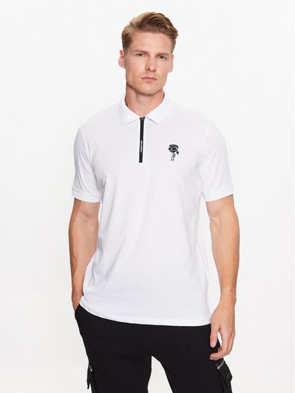 KARL LAGERFELD KARL LAGERFELD Тениска с яка и копчета 745025 532224 Бял Regular Fit
