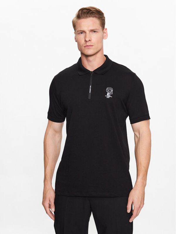 KARL LAGERFELD KARL LAGERFELD Тениска с яка и копчета 745025 532224 Черен Regular Fit