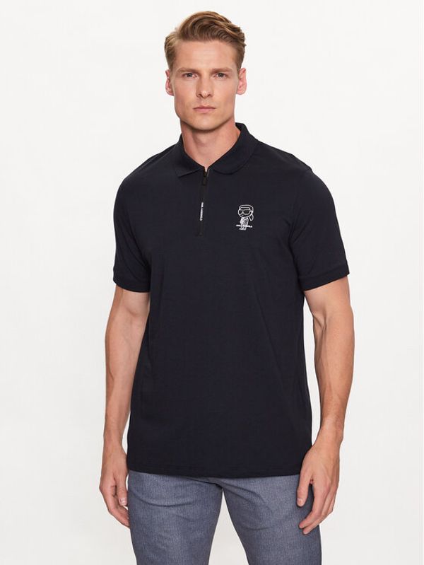 KARL LAGERFELD KARL LAGERFELD Тениска с яка и копчета 745025 532224 Тъмносин Regular Fit