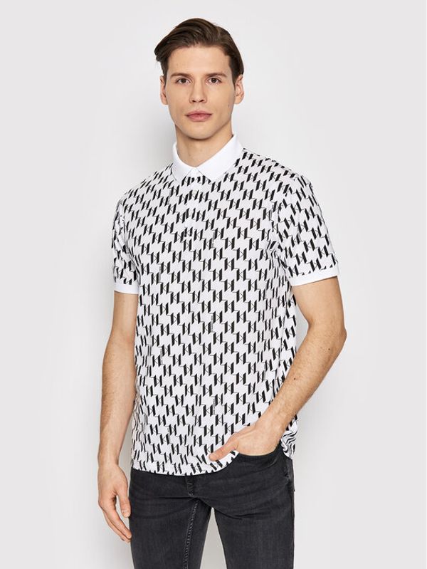 KARL LAGERFELD KARL LAGERFELD Тениска с яка и копчета 745070 521251 Бял Regular Fit