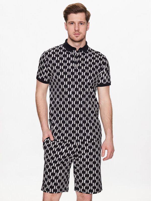 KARL LAGERFELD KARL LAGERFELD Тениска с яка и копчета 745070 532251 Черен Regular Fit