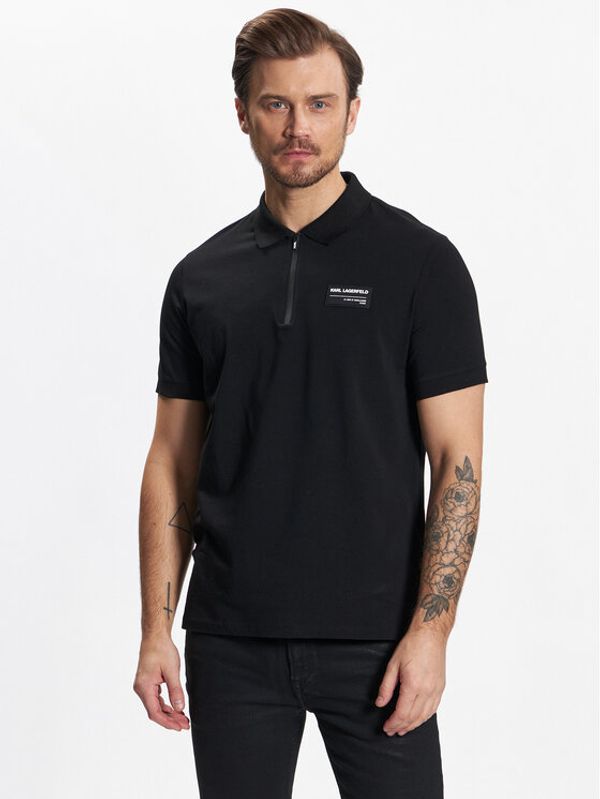 KARL LAGERFELD KARL LAGERFELD Тениска с яка и копчета 745080 531221 Черен Regular Fit