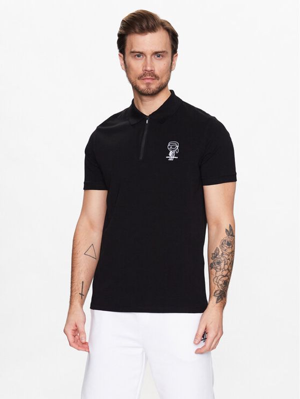 KARL LAGERFELD KARL LAGERFELD Тениска с яка и копчета 745081 531221 Черен Regular Fit