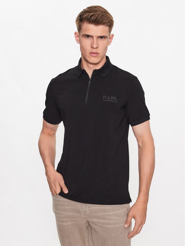 KARL LAGERFELD KARL LAGERFELD Тениска с яка и копчета 745081 533221 Черен Regular Fit